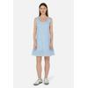 Jerseykleid FRESHLIONS "Avery", Damen, Gr. M, EURO-Größen, blau, 100% Baumwolle, unifarben, elegant, normal, ohne Ärmel, Kleider, mit gerafftem Faltenrock