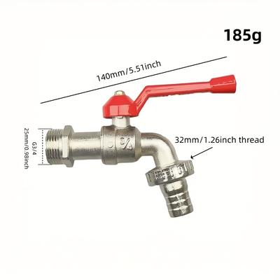 TEMU Large Flow Outdoor Tap G1/2, G3/4 Thread Interface Alloy Material Durable Suitable For Home Watering And Outdoor Image