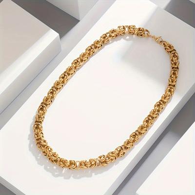 TEMU Men's Punk Rock Hip-hop Thick Necklace - Layered Statement Jewelry For Parties & Casual Wear, Durable For Boyfriend, Dad, Father's Day & Birthdays, Party Accessory, Luxurious Style, Design Image
