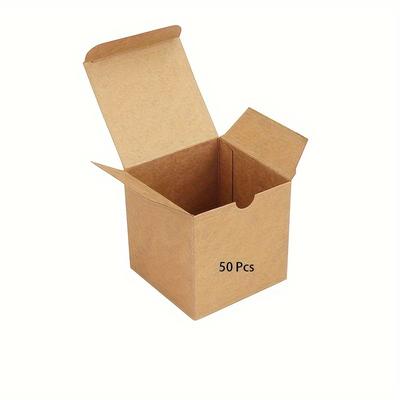 "TEMU 50pcs Brown Gift Boxes, 3x3x3" - Easy Assembly, Elegant Square Paper Favor Boxes For , Candy & Small Presents, Ideal For Parties, Birthdays, Weddings, Holidays" Image