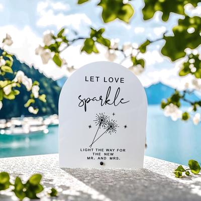 "TEMU 2d Flat, "let " Acrylic Wedding Sign - Modern Calligraphy Tabletop Decor With Dandelion & , Battery- Reception & Event Party Decoration, Sleek , Wedding Decorations" Image
