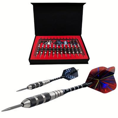 TEMU Darts Metal Tip Set 22g Professional Metal Darts For Dartboard Steel Tip Darts With Nonslip Iron Barrel Aluminum Dart Shafts, Extra Flights, Dart Sharpener, Gift Box