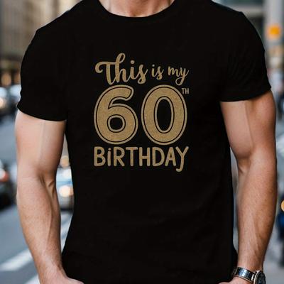 TEMU Men's Casual Graphic Tee - Breathable Polyester, Round Neck, - Summer & Outdoor Activities Image