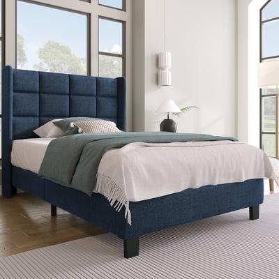 TEMU Contemporary Style Upholstered Bed, Simple With Padded Headboard, Single Bed Double Bed, Home Bedroom Apartment Bed With Slatted Frame, 90x200 Cm/140*200cm, , Medium Firmness (no Mattress) Image
