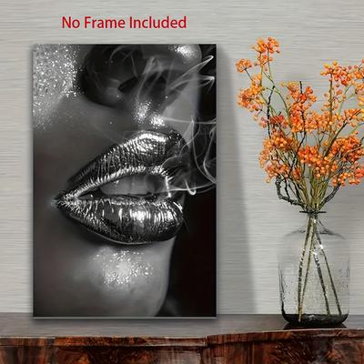 TEMU 1pc, Silver Lips, Background Decoration, Birthday Gift, Valentine's Day Gift, Holiday Gift, Posters And Printed Materials, , Suitable For Restaurant, Living Room, Room, Office Decoration Image