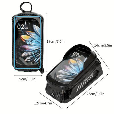 TEMU 2l Black Touchscreen Bike Frame Bag With Adjustable Strap - Design, Smartphones And Accessories, Ideal For Commuting And Daily Use, Commuter Bike Bag | Adjustable Strap Bag | Frame Bag Image