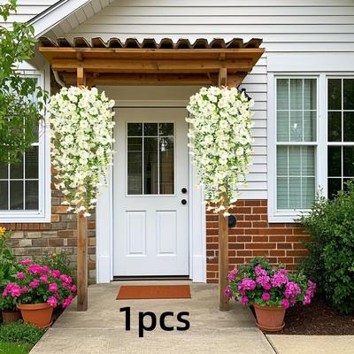 TEMU 1pc Uv-resistant Artificial With Eucalyptus Leaves - Versatile Outdoor & Indoor Decor For Home, Porch, Patio, Office | Ideal For Weddings, Easter, Thanksgiving, Day, Home Decor Artificial Flowers Image