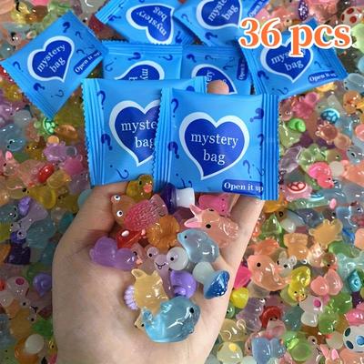 TEMU 36pcs Mystery Bag Mini Glow Animal Mushroom Resin Models - Colorful Surprise Blind Bag Experience For Dollhouse Decor, Fairy Garden, Birthday Party Favors & Diy Crafts Image