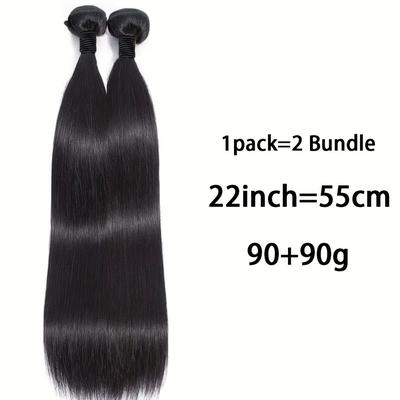 TEMU 2 Bundles Straight Human Hair Extensions For Women, Double , Non-chemical, High Elasticity, Healthy Ends, 14-32 Inch Image
