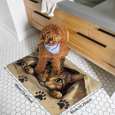TEMU 1pc Welcome Cat Mat, Lightweight Rectangular Area Mat For , Porch, Garden, Laundry Room, Bathroom - Suitable For Christmas, Easter, Thanksgiving, Valentine's Day, And Graduation Ceremonies Image