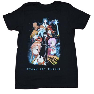 TEMU Anime Graphic T-shirt For Adults - Black Casual Short Sleeve Tee With Colorful Character Print, Digital , Regular Fit, Machine Washable, Apparel | Vibrant Print Shirt | Medium Elasticity Fabric Image