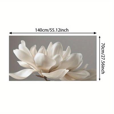 TEMU 1pc Large Modern Abstract Floral Canvas Art, 27.56x55.12in Frameless Elegant White Flower Wall Painting, Monochrome Canvas Poster For Living Room, Bedroom, Or Decor, Large Canvas Wall Art Image