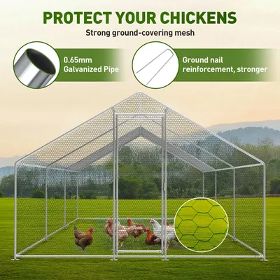 Heavy Duty XXL Chicken Run Coop Cage Walk In Coop Geflügel Henne Kaninchen Metall Zwinger Hutch Stift mit wasserdichter UV-Abdeckung im Freien