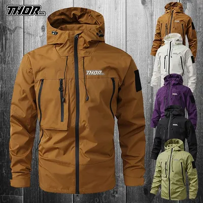 THORSOL Cycling Rain Jacket Men's Waterproof Hooded Road Mountain Bike Clothing Motorcycles Jackets MTB Coat Bicycle Windbreaker