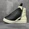 Männer Frauen High Top Schuhe Casual Plattform Turnschuhe Leder Luxus Trainer Zip Herbst Schwarz