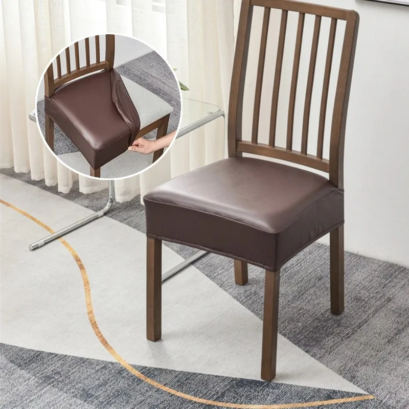 1,/2 Stück wasserdichter Stuhl-Sitzbezug aus PU-Leder, elastische Esszimmerstühle, hochwertige Stuhlhülle für Bankett, Hotel, Hochzeit Image