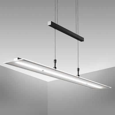 B.K.LICHT LED Pendelleuchte "BKL1491 LED Pendellampe, stufenlos höhenverstellbar, dimmbar via Touch", schwarz, H: 175,00cm, Lampen, 3.000K, 1.750Lm, 16W, 85x175 cm, Schwarz Image