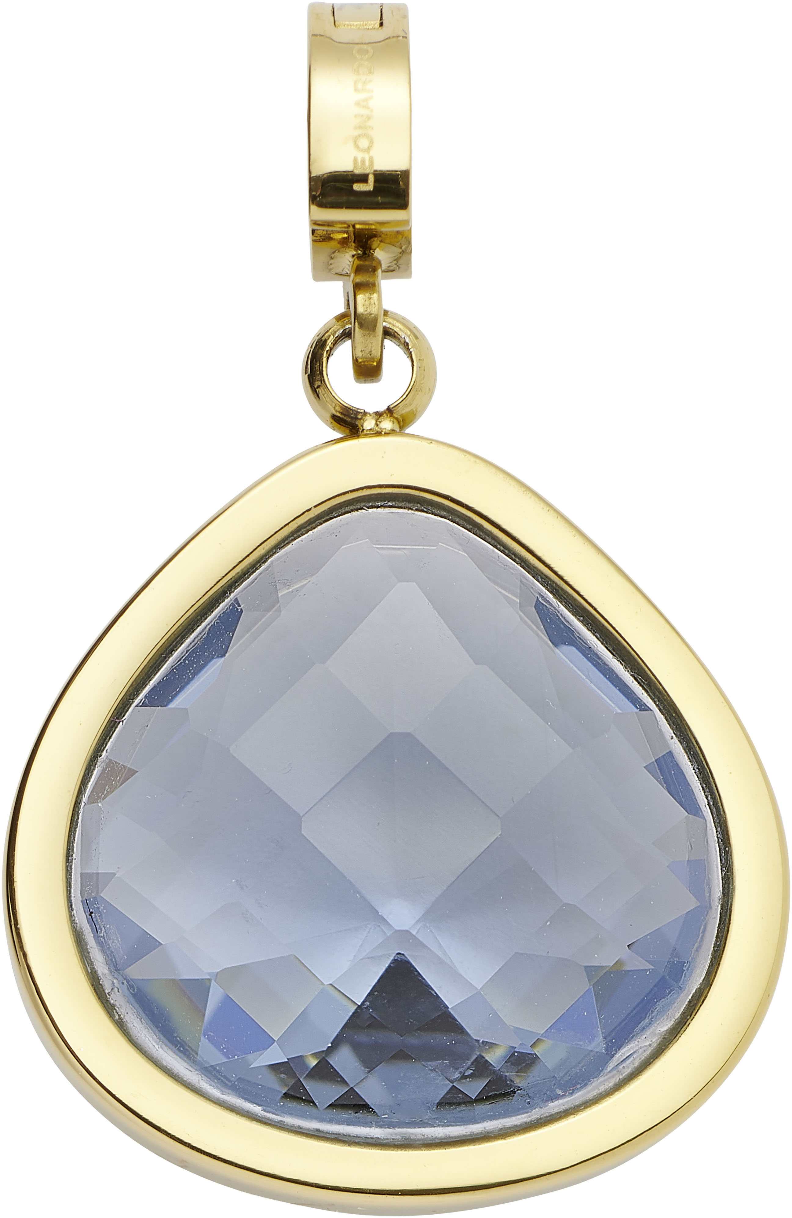 Charm-Einhänger LEONARDO "Anhänger Juvinga Clip & Mix", gold (gelbgoldfarben, blau, blau), Charms, Damen, Edelstahl, mit Glasstein