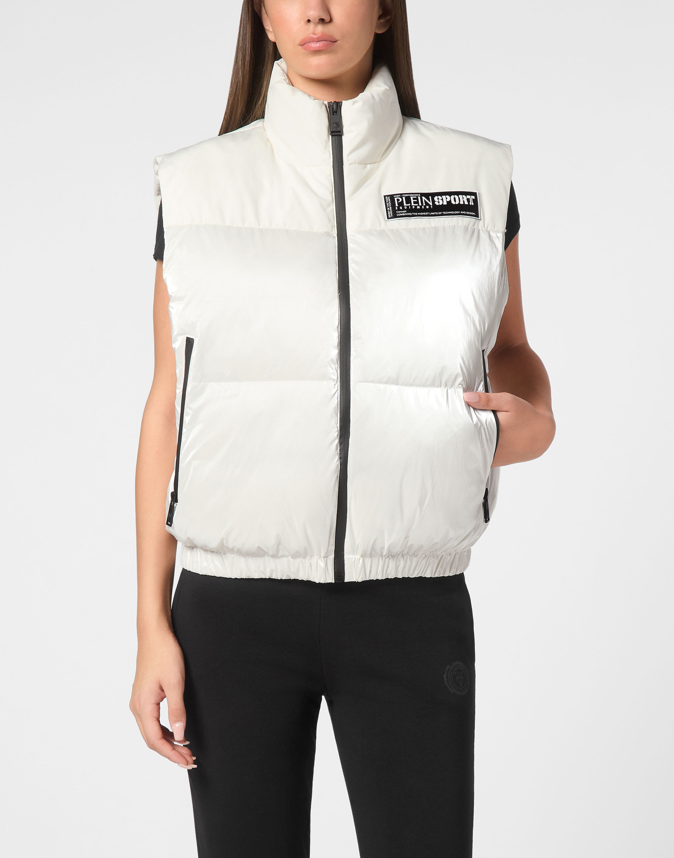 Kurzweste PLEIN SPORT "Weste", Damen, Gr. XXL, weiß (01, weiß), Obermaterial: 100% Polyester; Futter: 100% Polyester; Füllung: 100% Polyester, Westen Image
