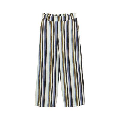TOM TAILOR DENIM Damen High Waist Culotte Hose, grün, Gestreift, Gr. XS Image
