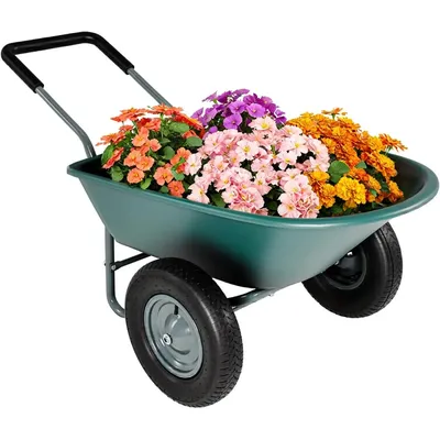 Yard Cart with Padded Handlebar,Pneumatic Tires for High Stability,for Moving Soil,Plant
