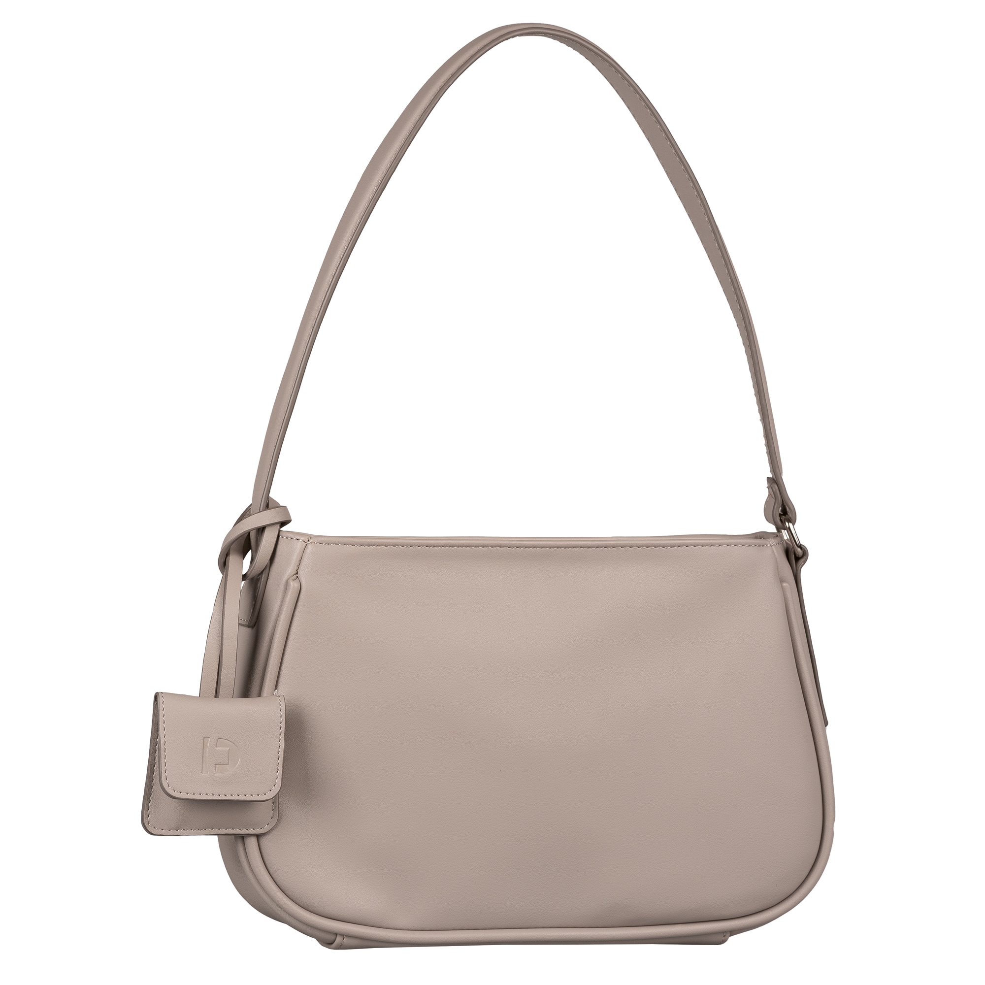 Schultertasche TOM TAILOR DENIM "Bena", Damen, Gr. B/H/T: 27,5cm x 18cm x 5,5cm, grau, Polyurethan, clean, gepflegt, unifarben, Taschen, aus glattem Lederimitat mit feinem Logo und dekorativem Anhänger Image
