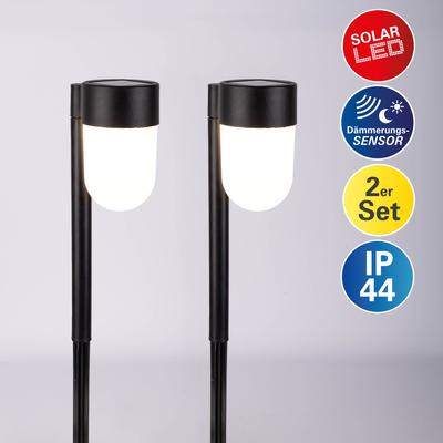 LED Solarleuchte NÄVE "Sina", schwarz, B:8,00cm H:47,20cm L:11,50cm, Lampen, 2er Set Wegebeleuchtung, H: 47,2cm, Dämmerungssensor, Spieß schwarz Image