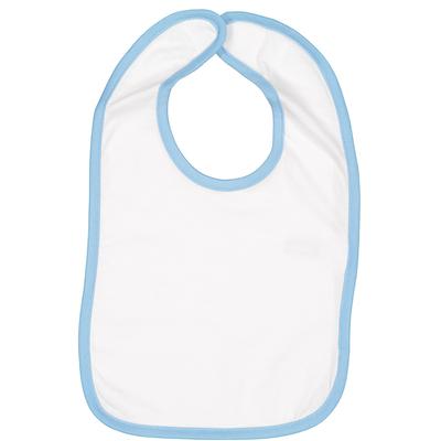Rabbit Skins RS1004 Infant Contrast Trim Bib in White/Light Blue | Cotton 1004, LA1004