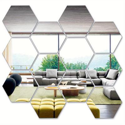 TEMU 24pcs Acrylic Mirror Tiles Self-adhesive Hexagonal - Contemporary Style For Living Room, Bedroom, Bathroom, - Home Decor, Bedroom Enhancements | | Mirrors, Mirror Wall Decor Image