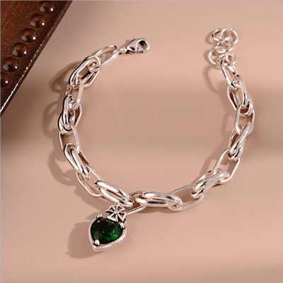 TEMU 925 Silver Fashionable Women's Bracelet, Exquisite And Inlaid With Heart-shaped Zirconia, Fashionable, Simple, Elegant, Jewelry, Women's Jewelry, Day Gift, Women's Gift, With Low Allergenicity Image
