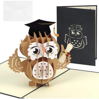 TEMU Lamek Pop Up Card Owl Congratulations Card Exam Folding Card With Envelope For Abi Bachelor School Graduation Doctoral Examination Image