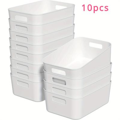 TEMU Set Of 10 Multipurpose Organizers - Office Supply Storage, Makeup, Snacks And More - Durable Plastic Organizers For Kitchens, Bathrooms And Dorms Image