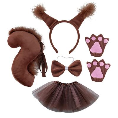 TEMU Squirrel Costume Accessory Set - Plush Headband, Tail & Bowtie For Halloween, Easter & Carnival Parties Image