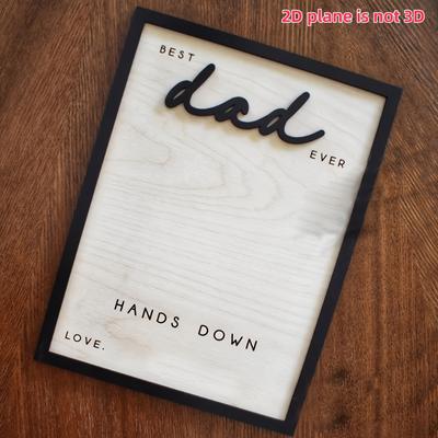 TEMU 2d Flat, The Best Dad, In My Hands-wooden Father's Day Sign, Handprint, 3d , Multi-functional Home Decoration, No Electricity Or Batteries, English Text, Perfect Gift For Dad, 2d Flat Image