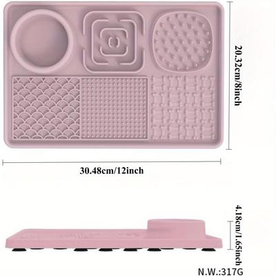 TEMU 6-in-1 Silicone Slow Feeder Dog Licking Mat For Anxiety & Dental Health - Multi-textured Durable Pet Food Mat With 6 Compartments, (black, Blue, Pink, Grey), Dog Food Mat Image