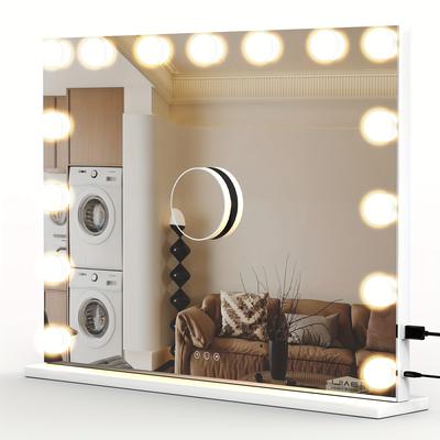 TEMU 15 Led Makeup Mirror (with Music) | 10x Magnifying Mirror + Usb Supply | 80cm/58cm | Lighting For Makeup/skin Care Image