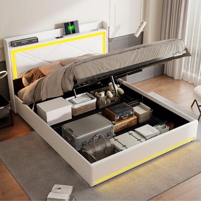 Eifson - Doppelbett Polsterbett 140x200 cm, hydraulisches Boxspringbett mit verstellbarer Image