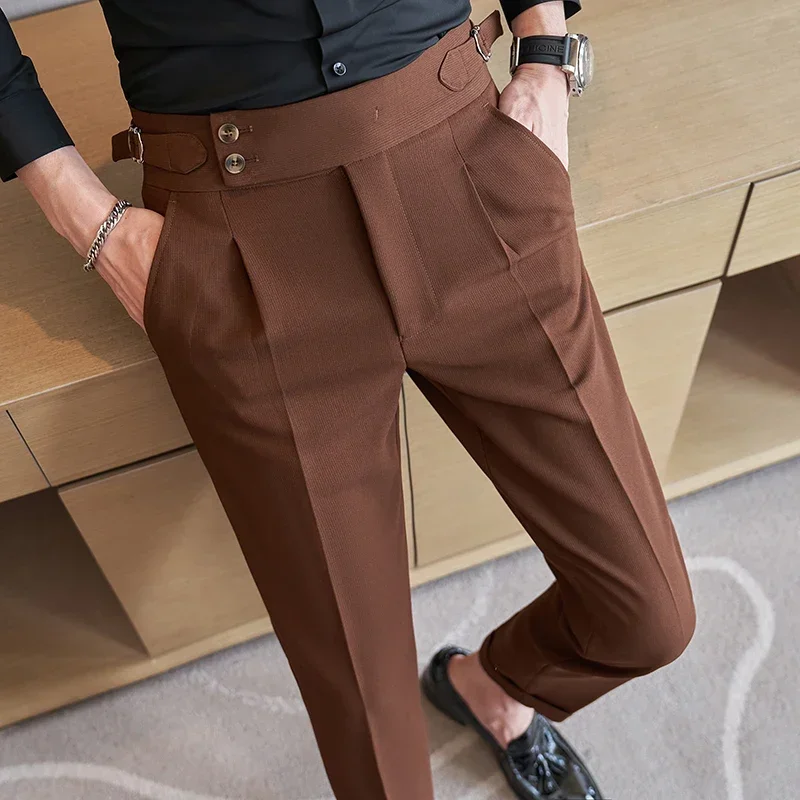 Herren-Anzughose, weiß-schwarze Hose, graue Khaki-Hose, modische Slim-Fit-Hose für Herren, Größe 28, 29, 30, 31, 32, 33, 34, 36