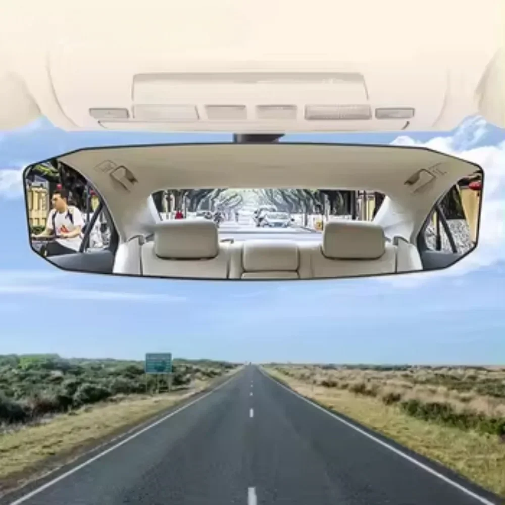 Auto Innen Rückspiegel Große Vision Hilfs Rückfahr Monitor Kantenlosen Weitwinkel Gebogenen Spiegel Auto Universal Spiegel Image