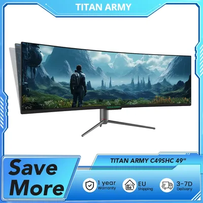 TITAN ARMY C49SHC 49-Zoll-Gaming-Monitor, 3840 x 1080 CSOT HVA-Panel, 32:9 übergroßer gebogener Bildschirm, 144 Hz, intelligenter PIP/PBP-Split-Bildschirm