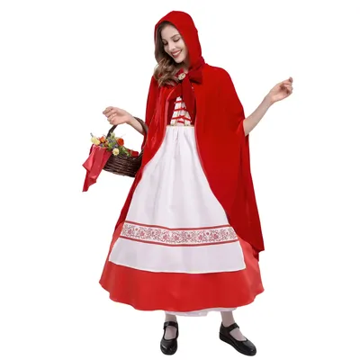 Eltern-Kind Rotkäppchen Kostüm Umhang Kleid Karneval Halloween Overall Märchen Cosplay Fancy Party Image