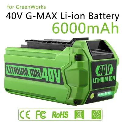 for Greenworks 40V Battery 6Ah GreenWorks G-MAX Li-ion Battery Manufacturer Replacement Battery for Lawn Mower Power Tools