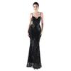Jerseykleid MODA MINX "Gabrielle", Damen, Gr. L, EURO-Größen, schwarz, 100% Polyester, unifarben, elegant, lang, ohne Ausschnitt, ohne Ärmel, Kleider, mit bodenlangem Schnitt