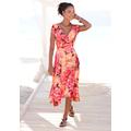 Sommerkleid BEACHTIME, Damen, Gr. 38, N-Gr, pink (pink bedruckt), Jersey, Obermaterial: 95% Viskose, 5% Elasthan, bedruckt, feminin, figurbetont ca. Mitte Wade, V-Ausschnitt, Kurzarm, Kleider, mit Zipfelsaum und Schleife, Jerseykleid, asymmetrisches...