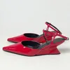 Rote Schuhe Designer Wedges Sandalen Frauen Schuhe weibliche Knöchel Schnalle Mode spitzen Zehen
