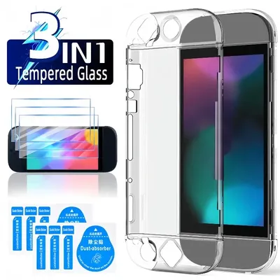 3IN1 für Switch 2 Hülle + Glas-Displayschutz, Anti-Fall, kratzfeste Schutzhülle, gehärtete Image