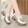 Britische Schuhe Damenschuhe für Damen, Sommer-Loafer, atmungsaktive Mesh-Einzelschuhe, dicker
