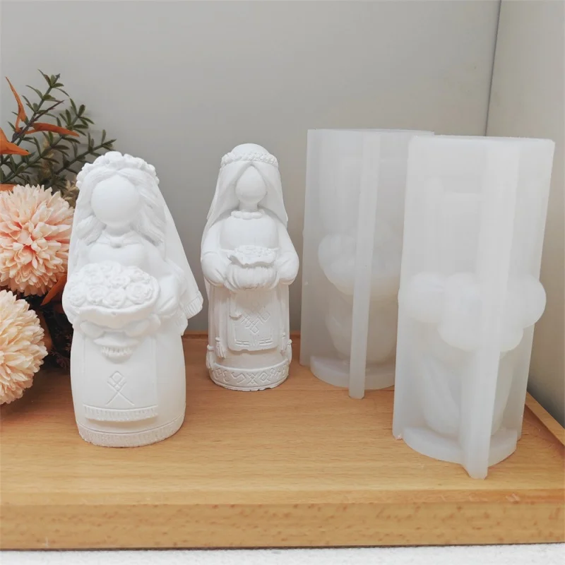 3D Santa Maria Silikon Kerze Form DIY Handheld Geld Kann Prinzessin Porträt Gips Handwerk Seife Kerze Form Hause Dekoration Image