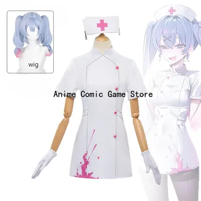 AUF LAGER XS-2XL Mikuu Cosplay Kostüm Perücke Kaninchen Loch Ainme Weiß Krankenschwester Kleid Image