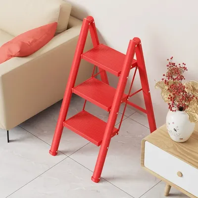 Red Folding Ladder Telescopic Thickening Step Ladders Lightweight Indoor Not Occupying Space Staircase Small Flower Rack Ladder